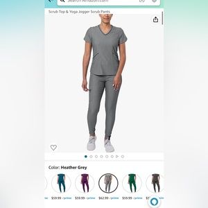 Gray designer scrub set jogger style - gently worn